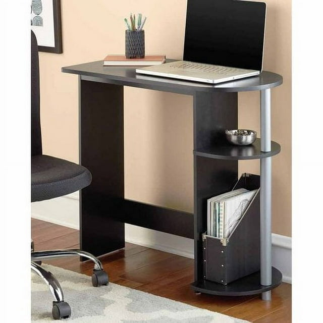 Mainstays Black Computer Desk with Built-in Shelves