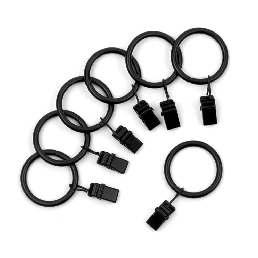 Traditional 1 inch Black Curtain Clip Rings, by Better Homes & Gardens (7 Pack)