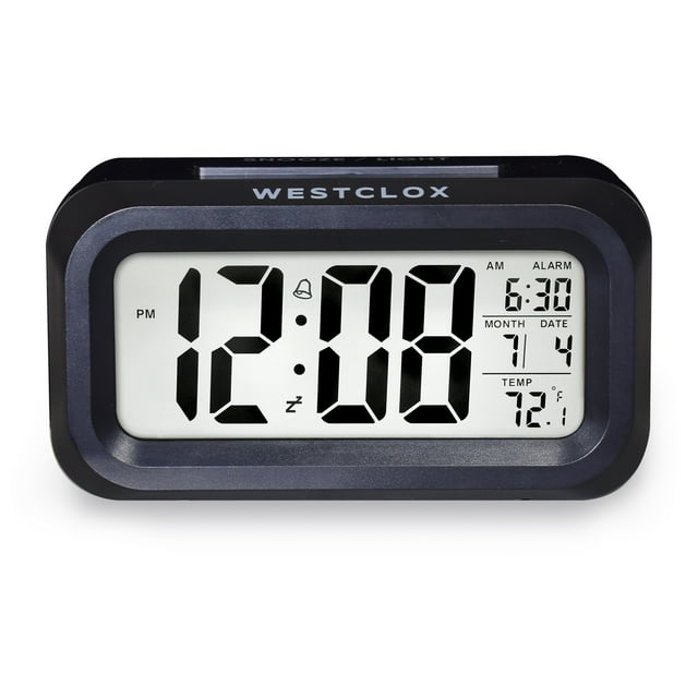 Mainstays Black Digital Alarm Clock with LED Backlight and Easy-to-Read LCD Display