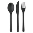 thumbnail image 1 of Mainstays - Black Eco-Friendly Recycled Plastic 3-Piece Flatware Set, 1 of 5
