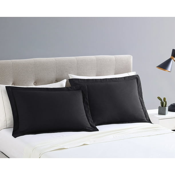 Mainstays Standard Microfiber Pillow Shams, Black, 2 Pack Walmart