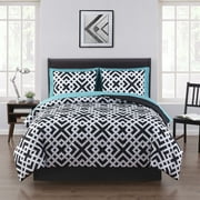 Mainstays Black Geometric 8 Piece Bed in a Bag Comforter Set With Sheets, Queen