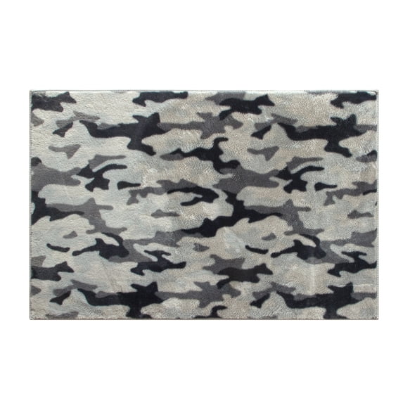 Mainstays Black & Grey Camouflage Area Rug, 30 in x 46 in