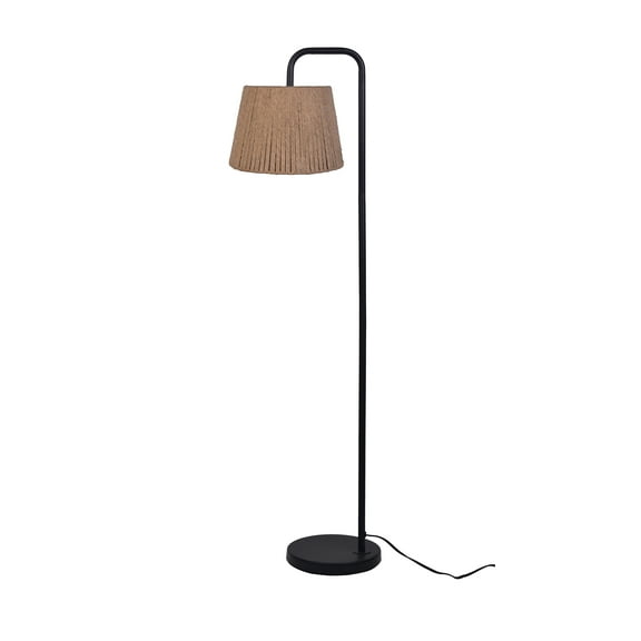 Mainstays Black Metal Floor Lamp with Rope Shade, Transitional Styling, Ideal for Office and Dorms, New