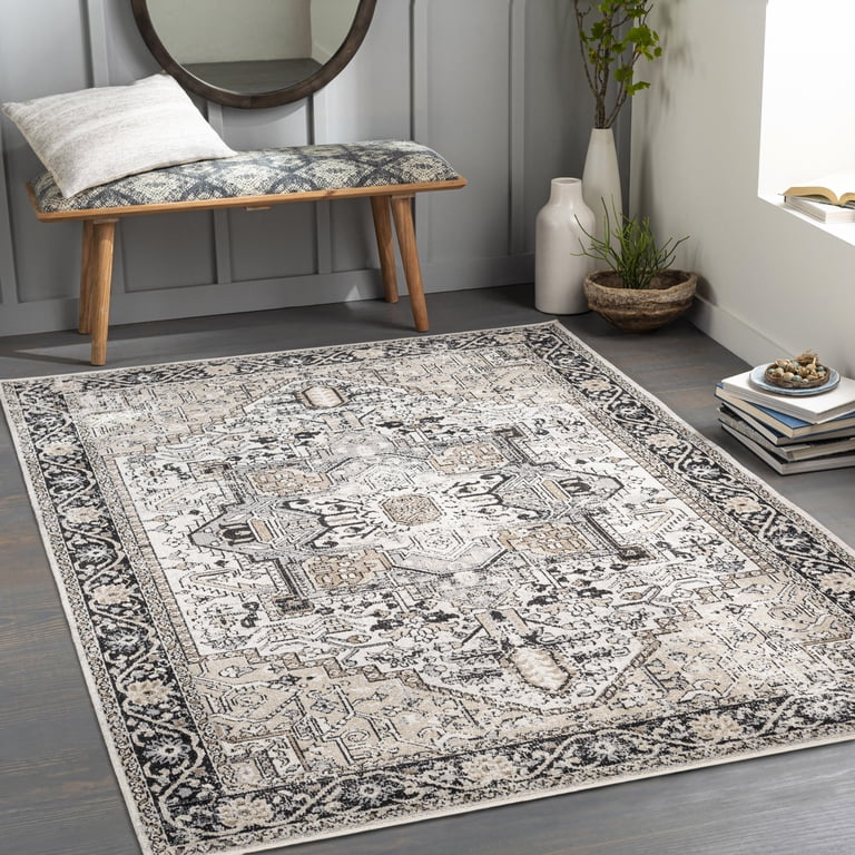 Free Shipping! Mainstays Persian Indoor Area Rug, 5x7 ft, Black