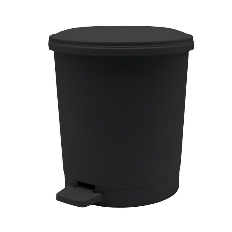 Mainstays Black Plastic Indoor Waste Can with Foot Pedal and