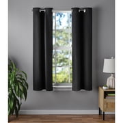 Mainstays Solid Blackout Grommet Curtain Panel Pair, Black, Set of 2, 30 in W x 63 in L