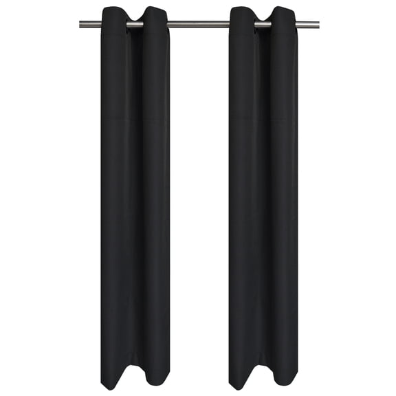 Mainstays Black Solid Blackout Grommet Curtain Panel Pair, Set of 2, 30" W x 84" L