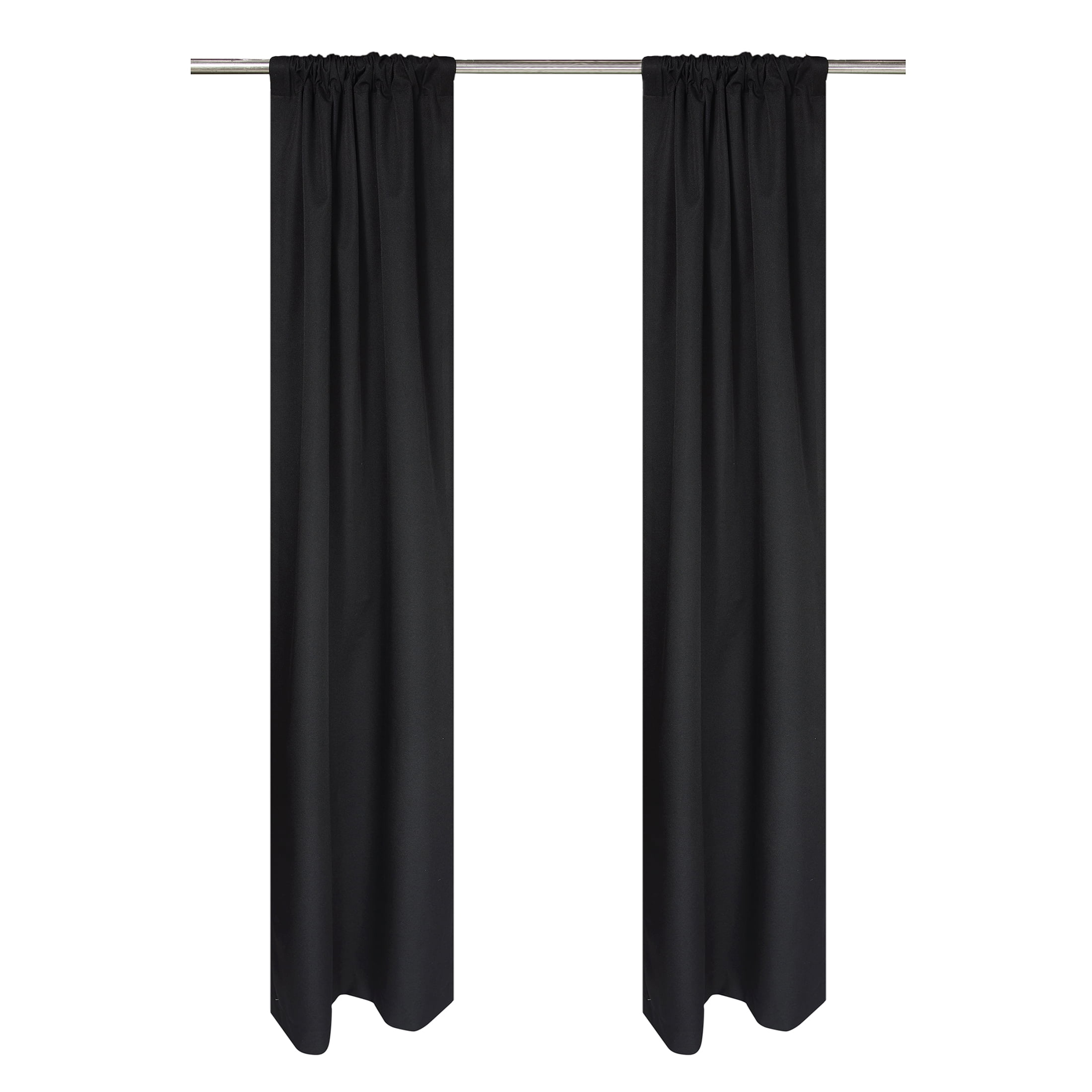 Mainstays Black Solid Blackout Rod Pocket with Back Tabs Curtain Panel Pair, Set of 2, 30" W x 63" L