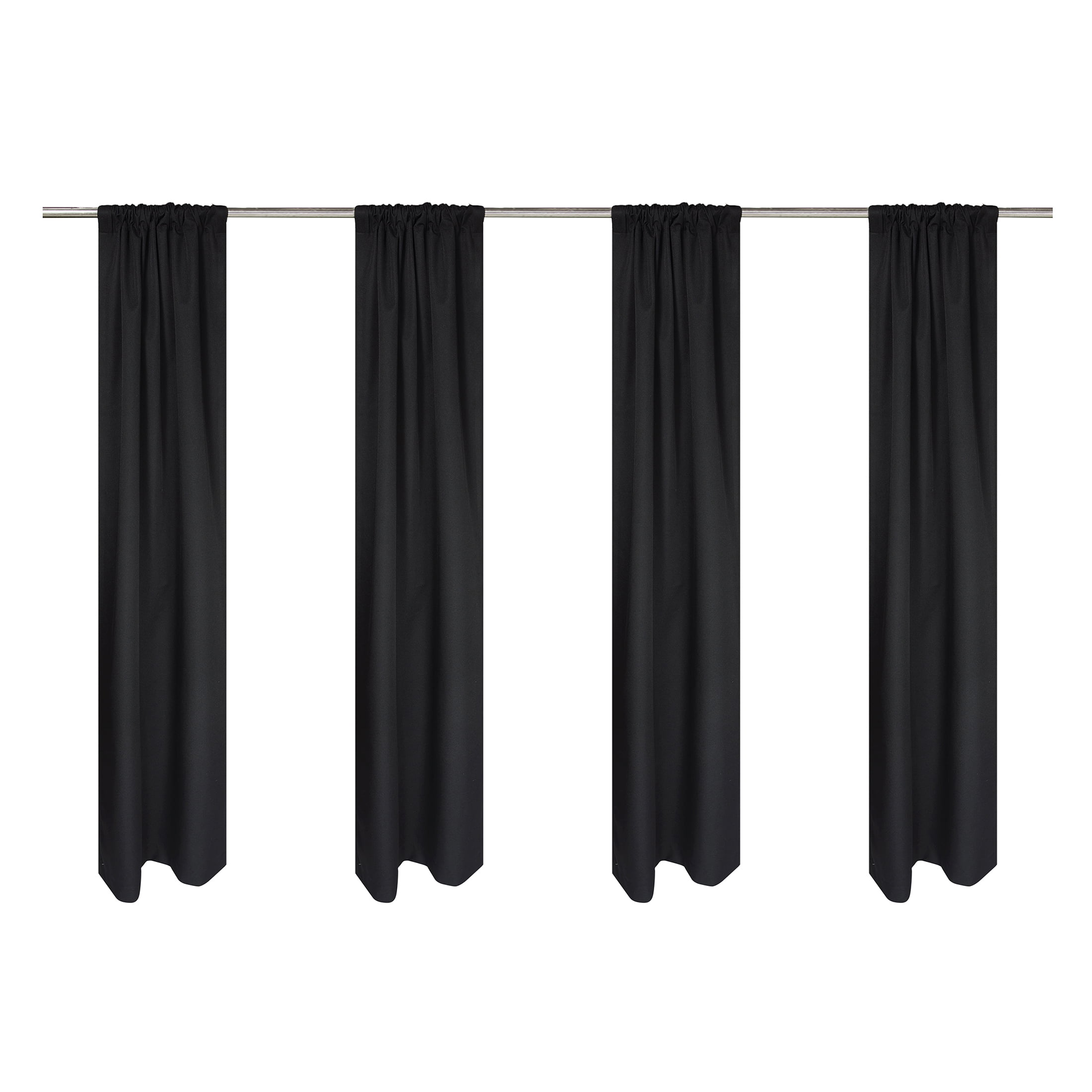 Mainstays Black Solid Blackout Rod Pocket with Back Tabs Curtain Panels 4PC Set, Set of 4, 30" W x 84" L