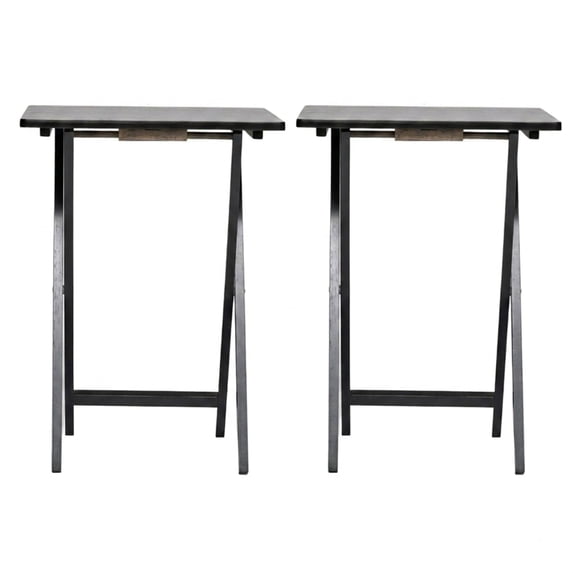Mainstays Solid Rubberwood Folding TV Tray Tables, Set of 2, Black