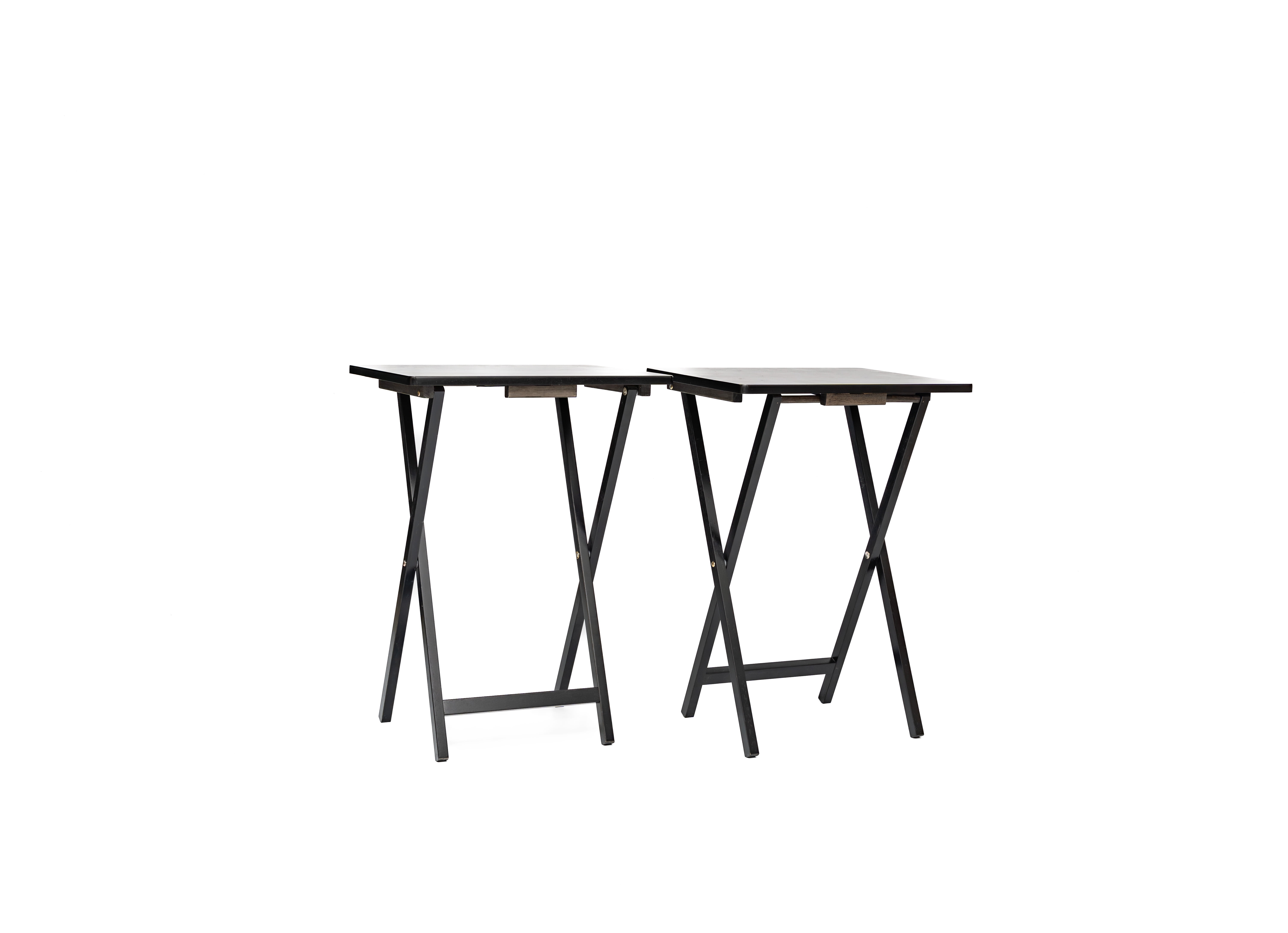 Mainstays Rubberwood Folding TV Tray Table, Black (Set of 2)