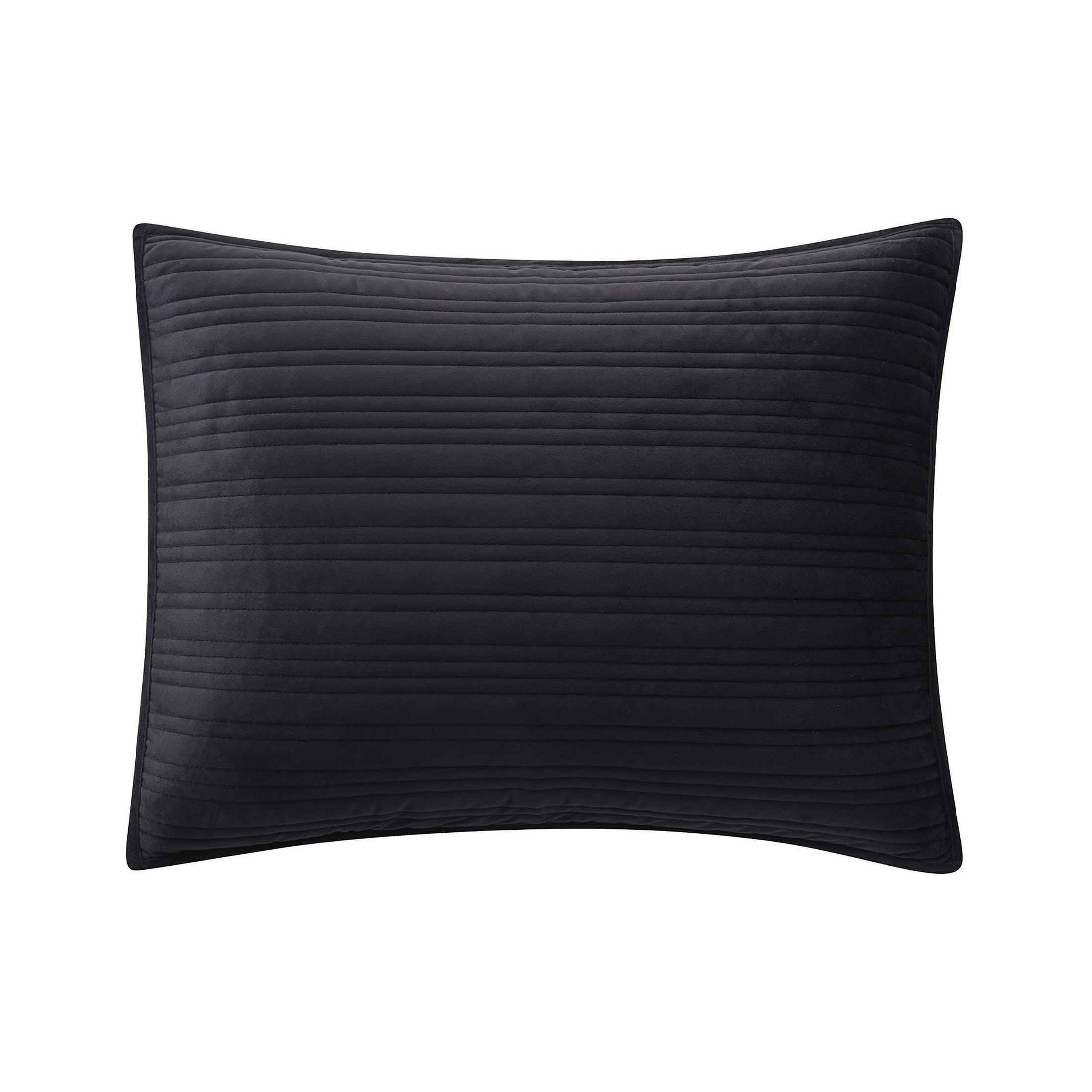 Mainstays Soft Velvet Pillow Sham, King, Rich Black, 1 Pack