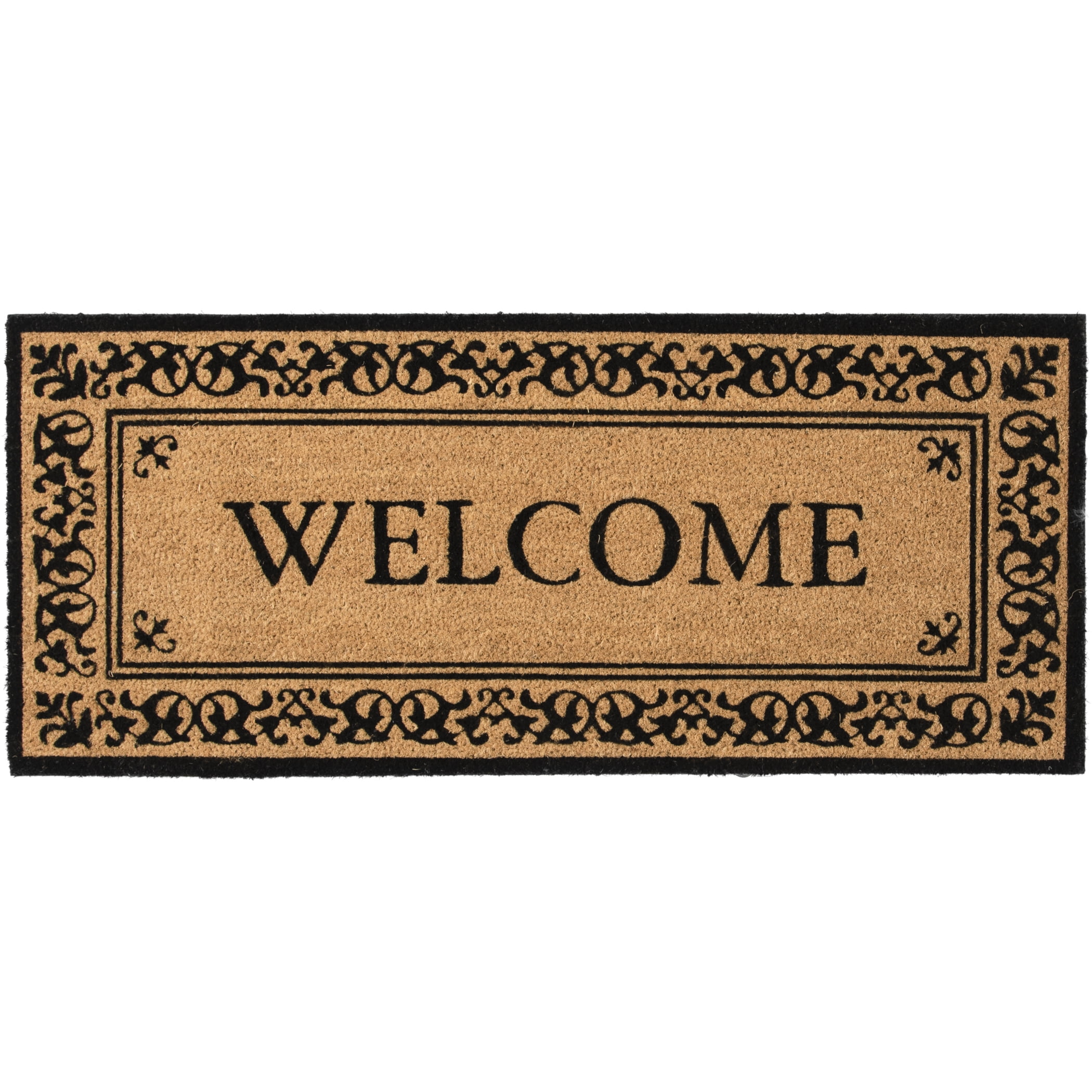 Mainstays Black 'Welcome' Estate Outdoor Coir Doormat, 20"x46"
