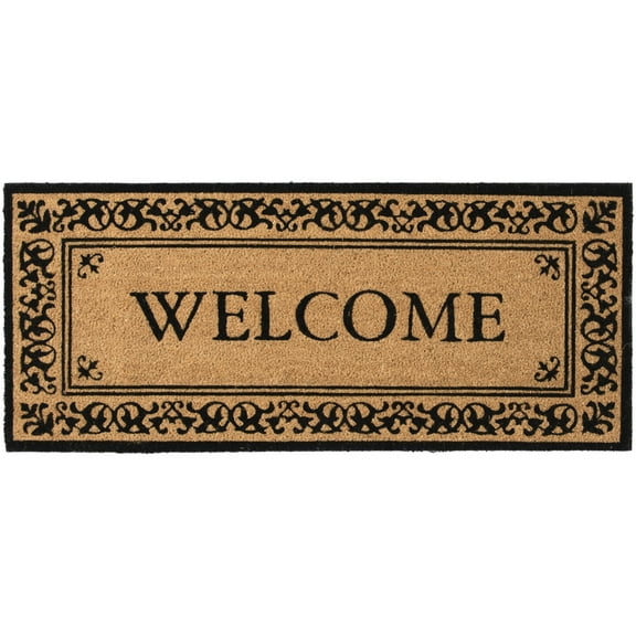 Mainstays Black 'Welcome' Estate Outdoor Coir Doormat, 20"x46"