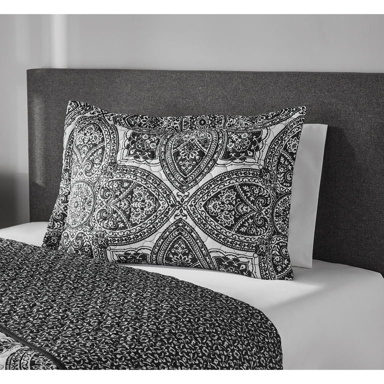Mainstays Black White Medallion Sham Standard 2 Count Walmart