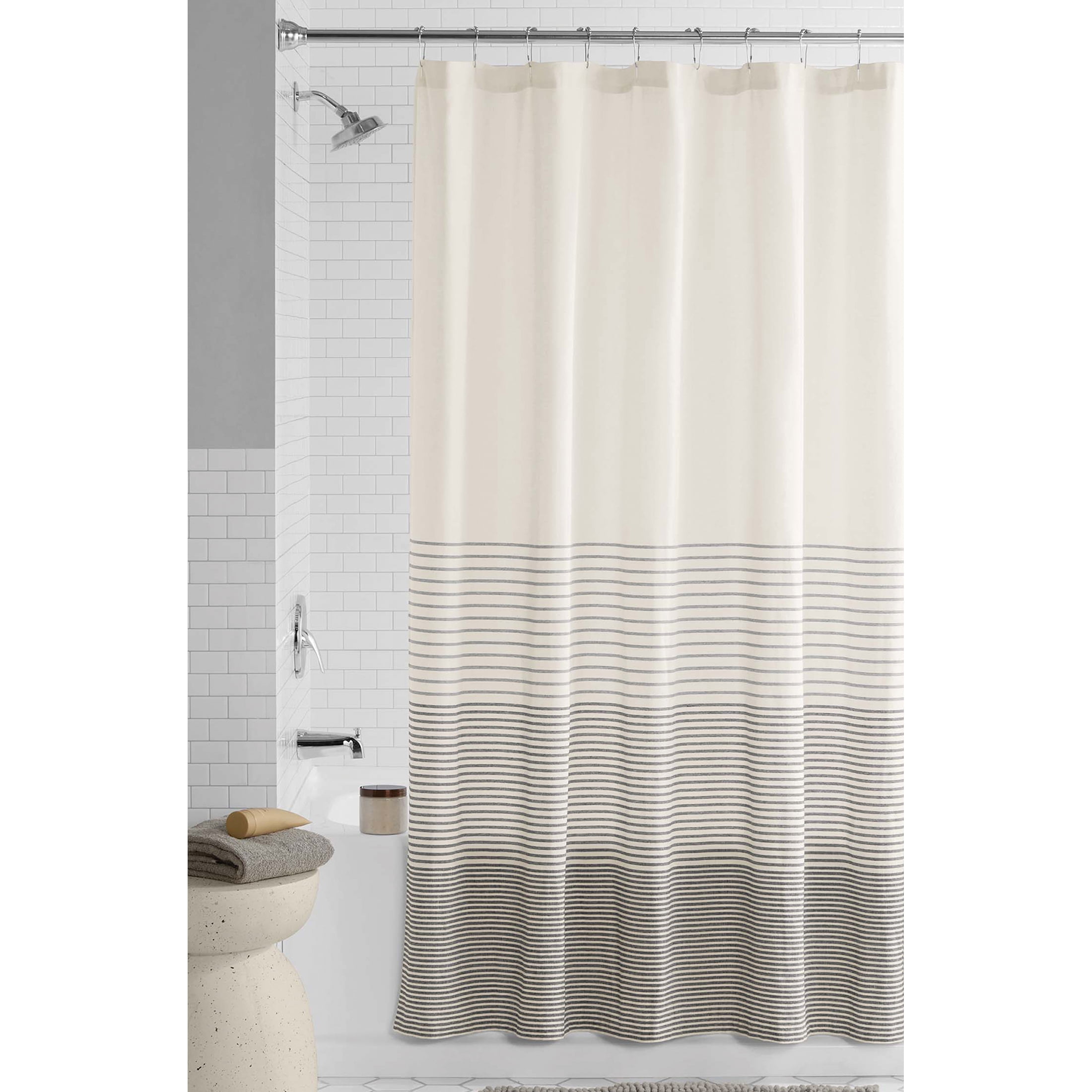 Mainstays Black Yarn Dyed Stripe Shower Curtain, 72" x 72"