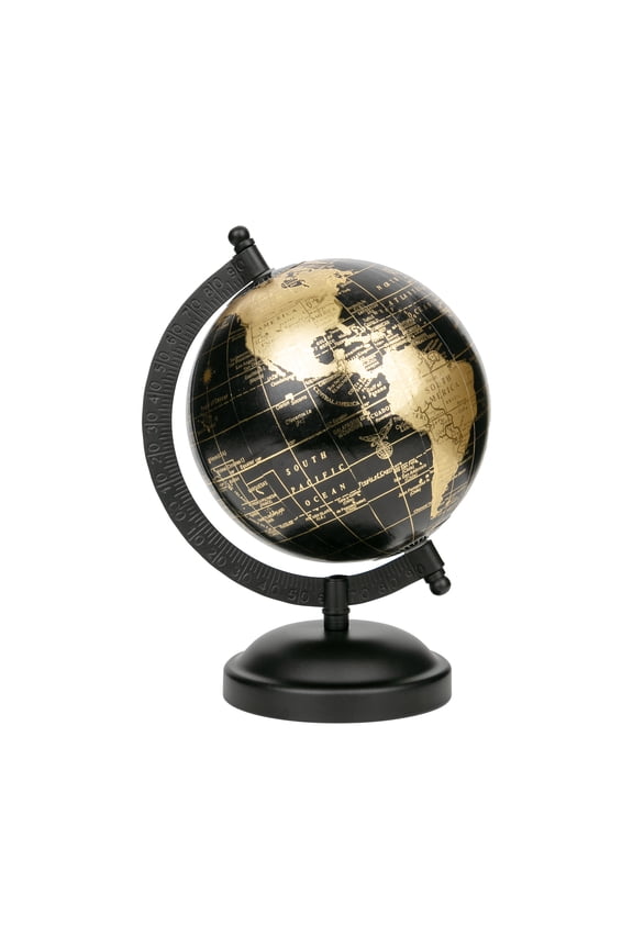 Black and Gold 5.75" x 8" x 5" Tabletop Decorative Globe