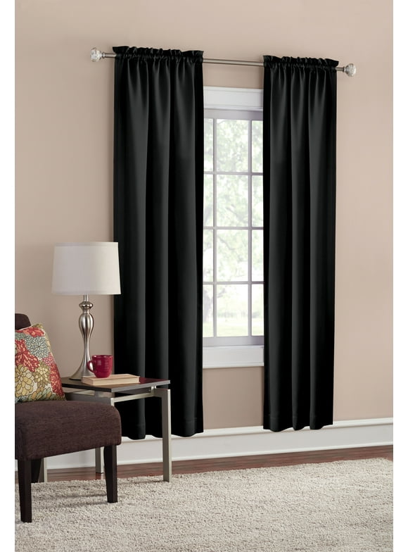Mainstays Blackout Curtain Panel Pair 84" Black