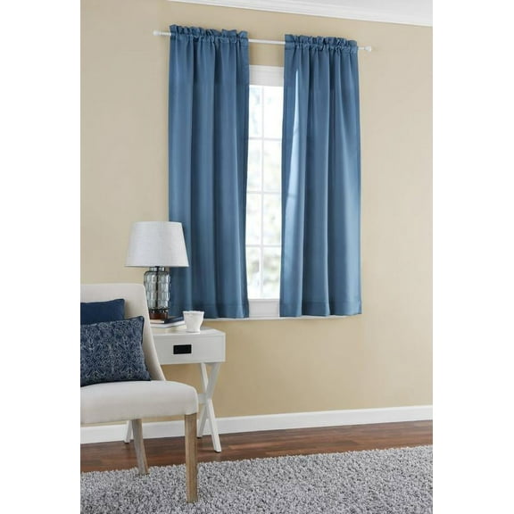 Mainstays Blackout Curtain Panel Pair, Set of 2,Blue Moonlight, 30"W x 63"L