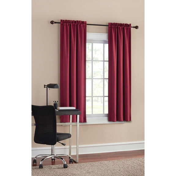 Mainstays Blackout Curtain Panel Pair, Set of 2, Brick Red, 30"W x 63"L