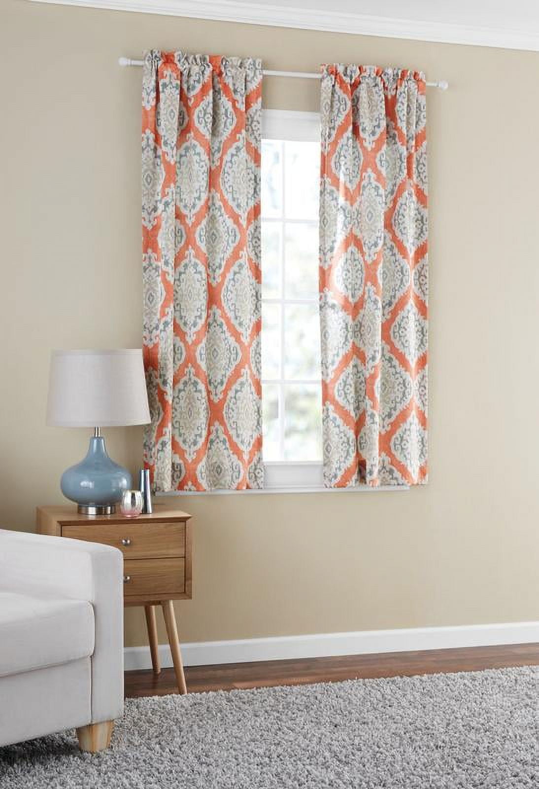 Mainstays Blackout Curtain Panel Pair, Set of 2, Ikat Terracotta, 30"W x 63"L
