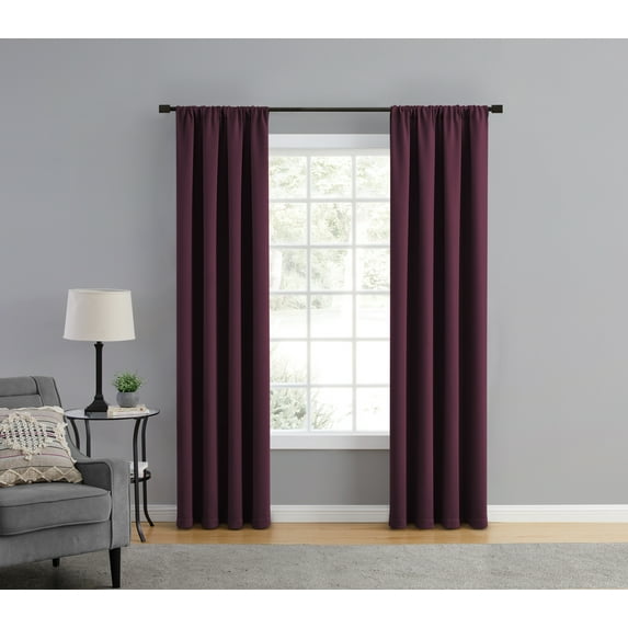 Mainstays Blackout Curtain Panel Pair, Set of 2, Burgundy, 50"W x 84"L