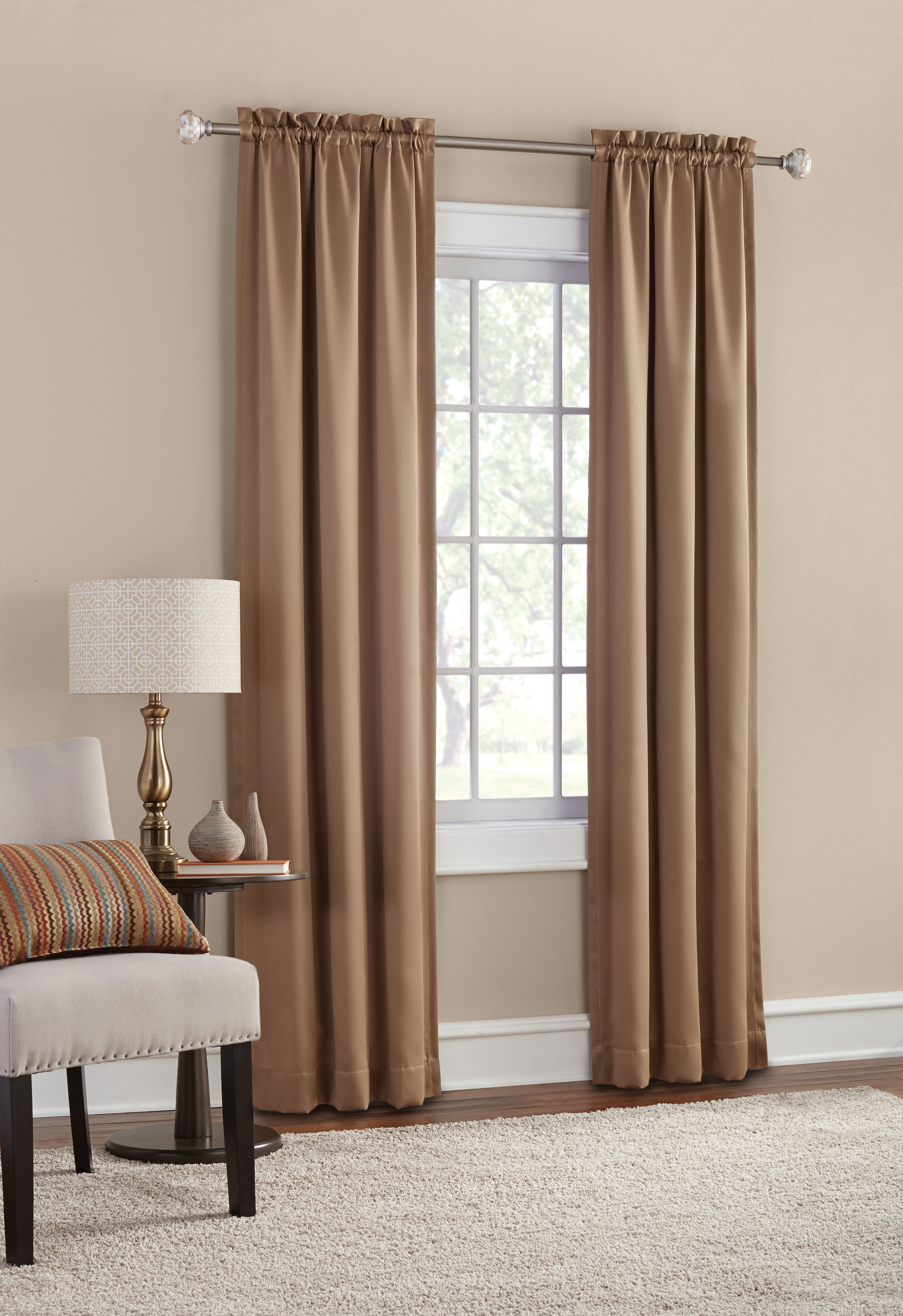 Mainstays Blackout Curtain Panel Pair, Set of 2, Taupe, 30"W x 95"L