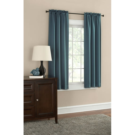 Mainstays Blackout Curtain Panel Pair, Set of 2, Teal Blue, 30"W x 63"L