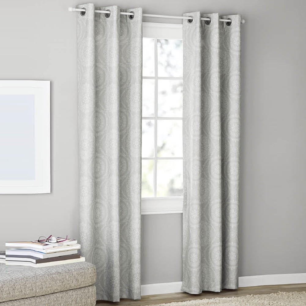 Subrtex Blackout Curtains Embossed Window Drapes 2-Panel Gormmet Curtain (  Greyish White, 53x 63 ) 