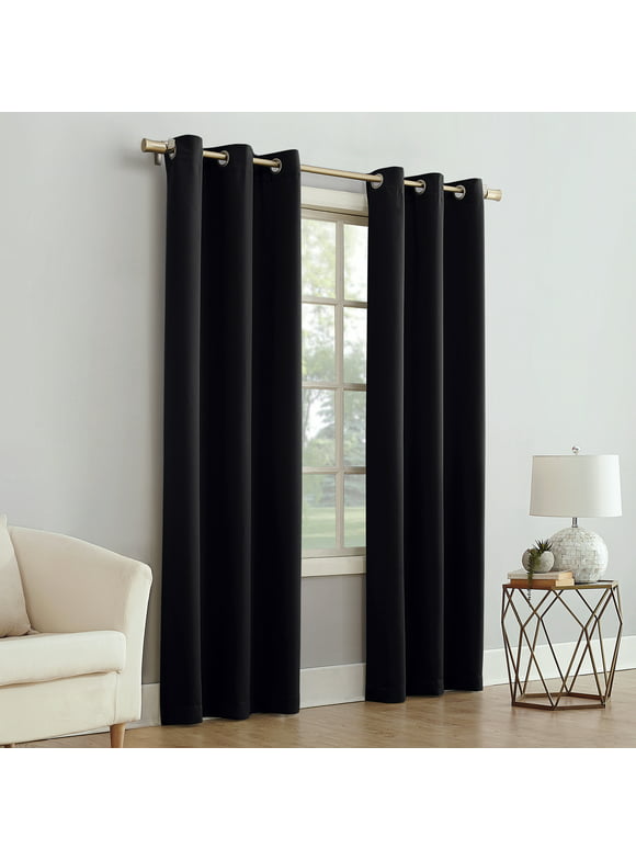 Mainstays Blackout Energy Efficient Grommet Single Curtain Panel, 40"x63", Black