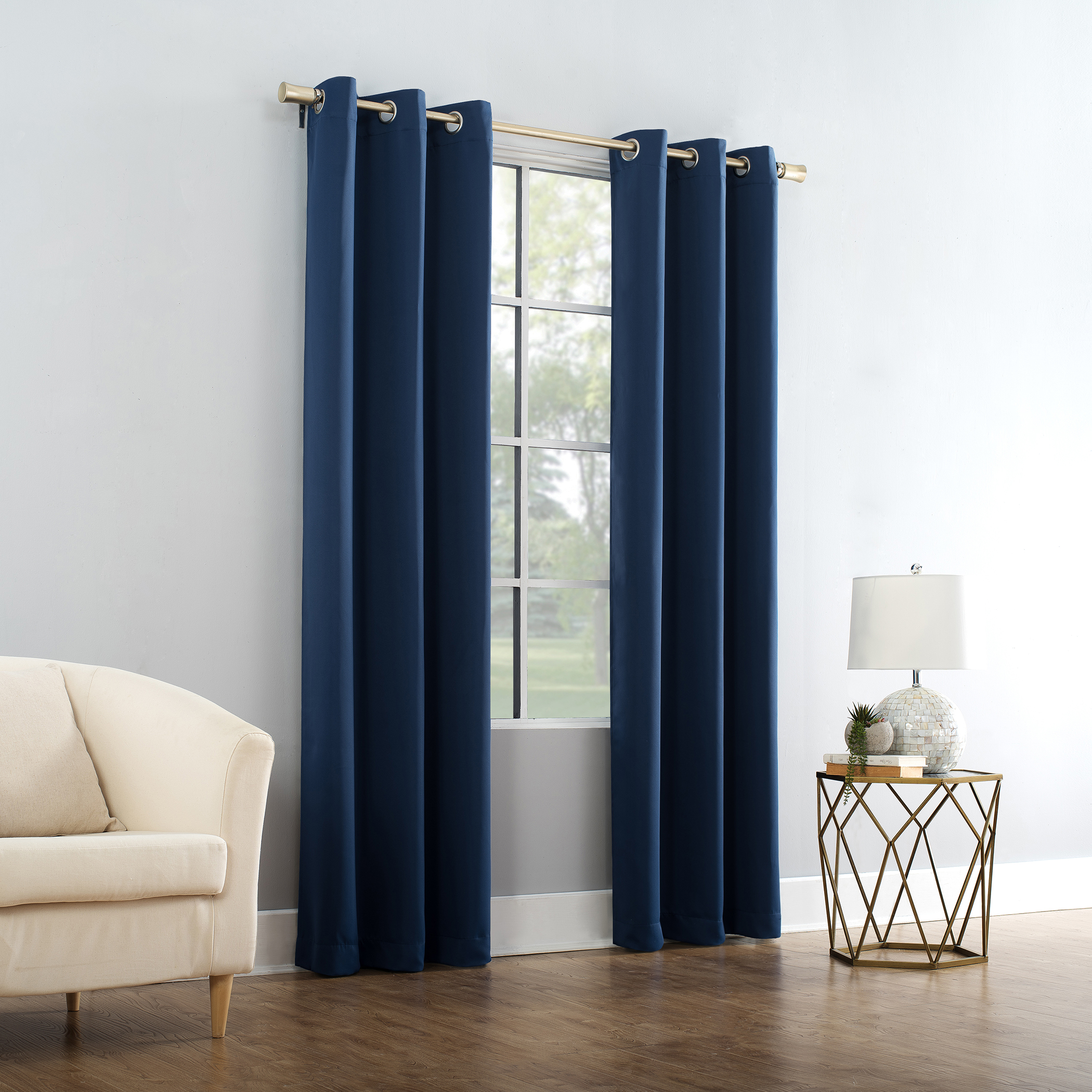Mainstays Blackout Energy Efficient Grommet Single Curtain Panel, 40"x63", Blue - image 1 of 6
