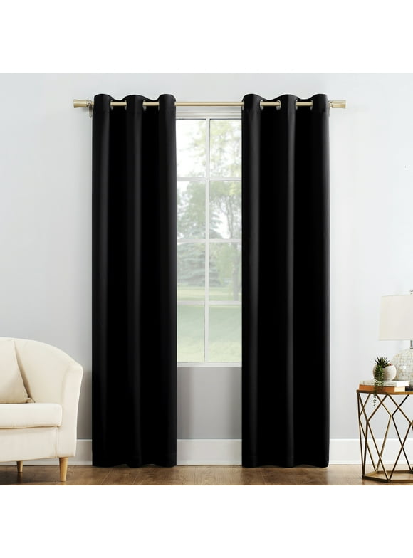 Mainstays Blackout Energy Efficient Grommet Single Curtain Panel, 40"x84", Black