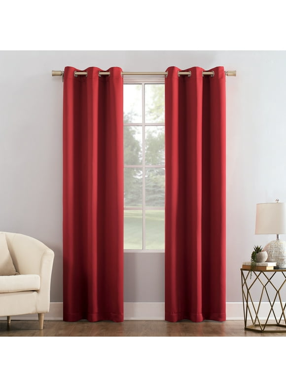 Mainstays Blackout Energy Efficient Grommet Single Curtain Panel, 40"x84", Red