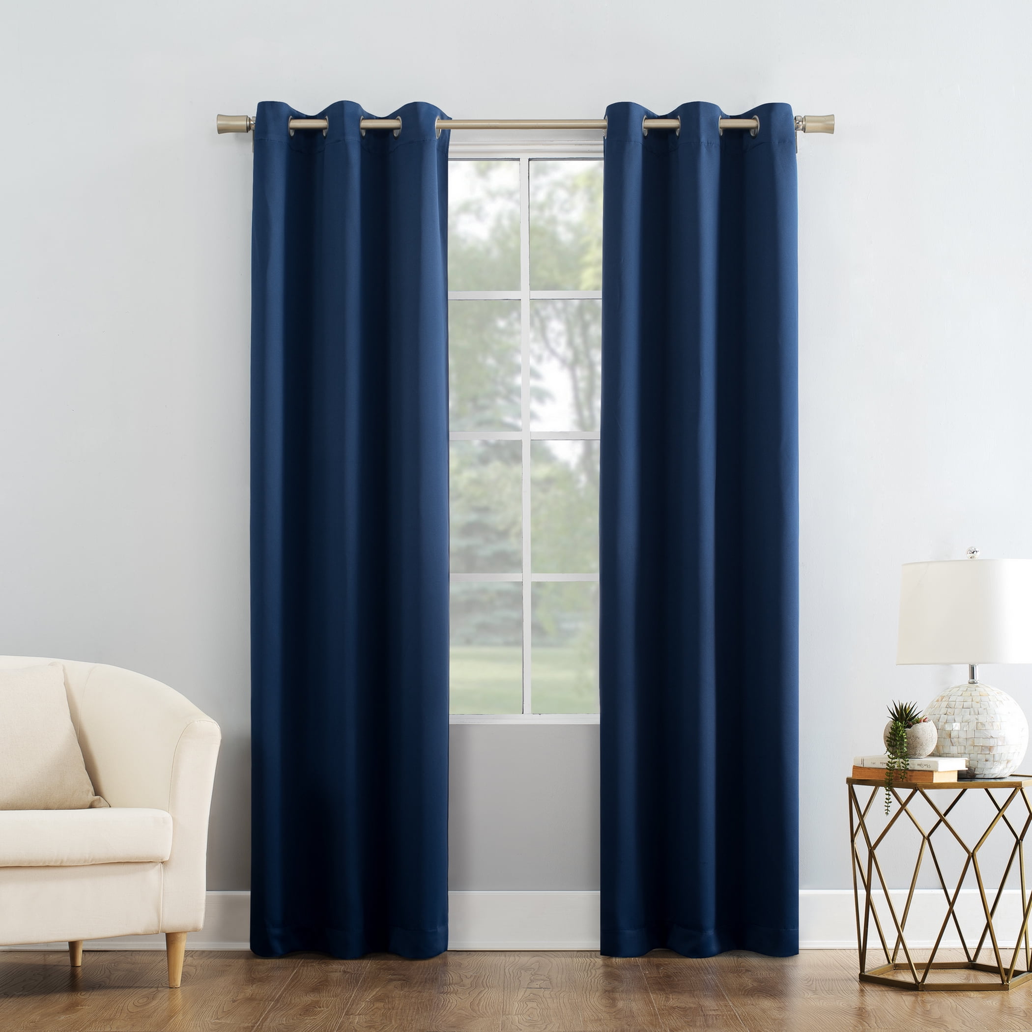 Mainstays Blackout Grommet Single Curtain Panel, 1 Panel, Blue, 40"W x 63"L