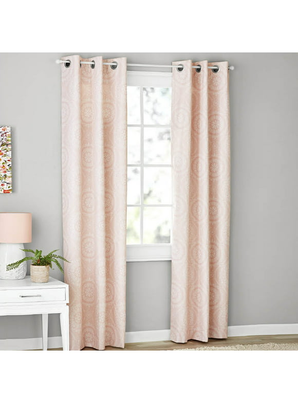 Mainstays Blackout Grommeted Curtain Panel Pair, Set of 2, Blush Medallion, 37" x 84"