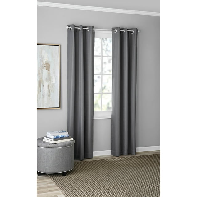 Mainstays Blackout Grommeted Curtain Panel Pair, Set of 2, Dark Gray