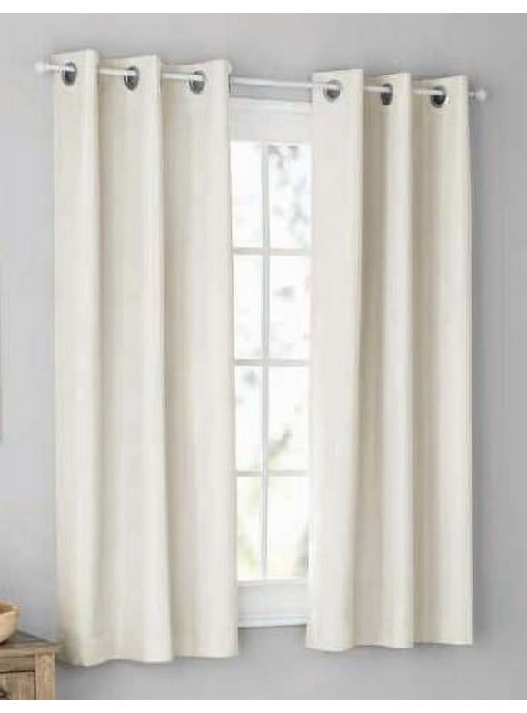 Mainstays Blackout Grommeted Curtain Panel Pair, Set of 2, White, 37" x 63"