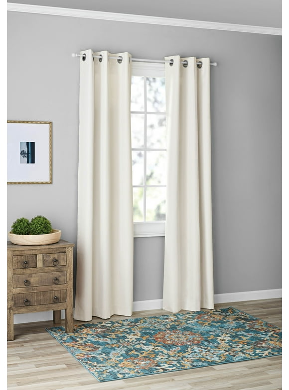 Mainstays Blackout Grommeted Curtain Panel Pair, Set of 2, White Solid, 37" x 84"