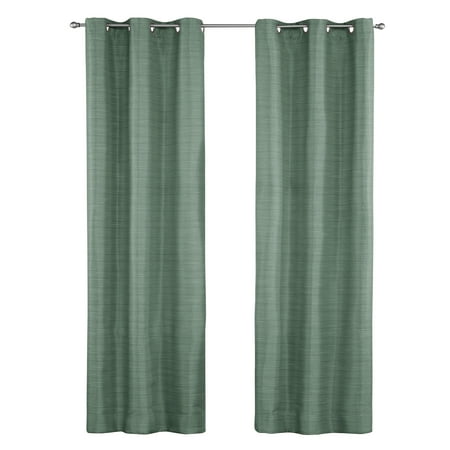 mainstays blackout textured slub grommet single indoor curtain panel, green, 38" w x 84" l