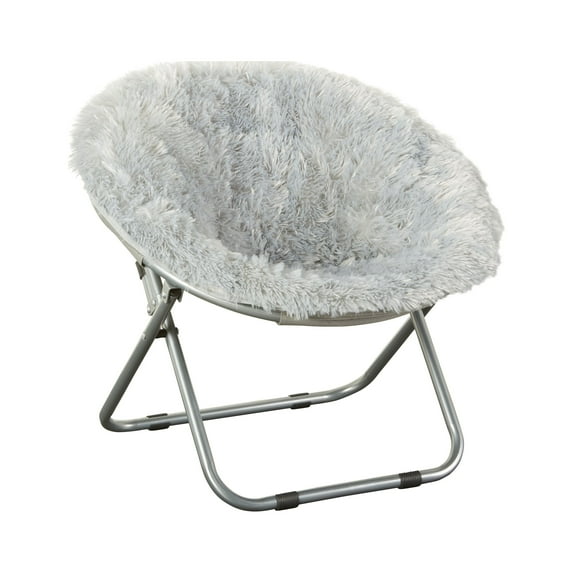Mainstays Blair Plush Faux-Fur Kids Saucer Chair, Multiple Colors, Multi Color Folding Chair, Round