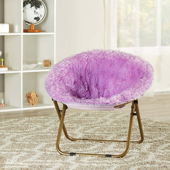 Mainstays Blair Plush Faux-Fur Kids Saucer Chair, Multiple Colors
