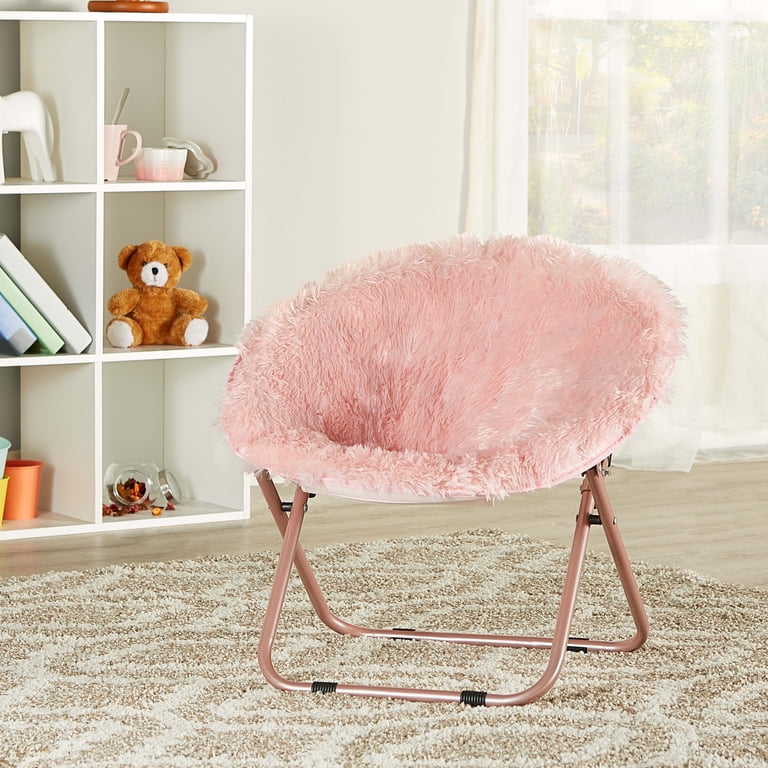 Mainstays Blair Plush Faux-Fur Kids Saucer Chair, Multiple Colors