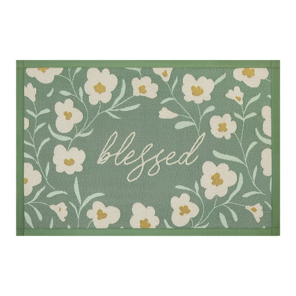 Mainstays Blessed Indoor Kitchen Rug - 20" x 30" - 65% Polypropylene/ 35% Polyester - Green