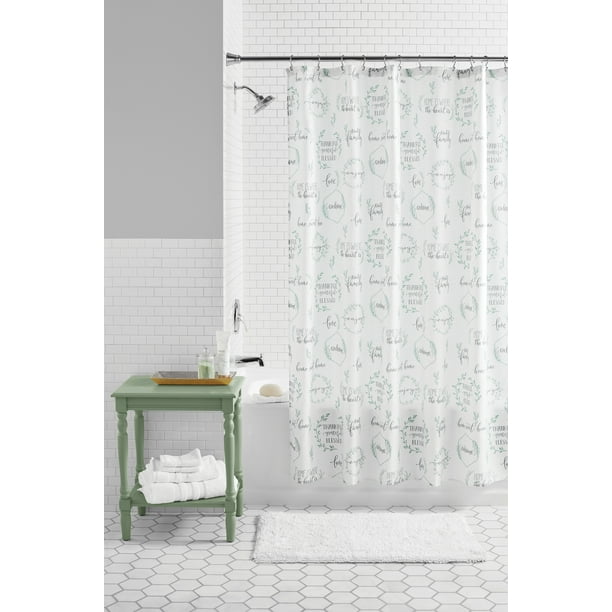 Mainstays Blessed Inspirational Printed Fabric 72” x 72” Shower Curtain