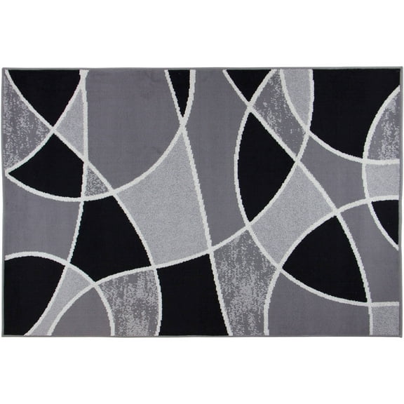 Mainstays Block Polypropylene Rug, 4'11" x 7', Black