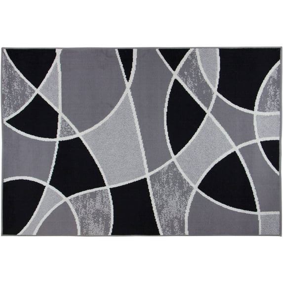 Mainstays Block Polypropylene Rug, 4'11" x 7', Black