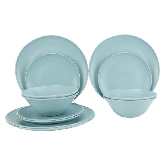 Mainstays Blue 12-Piece Eco-Friendly Recycled Plastic Dinnerware Set