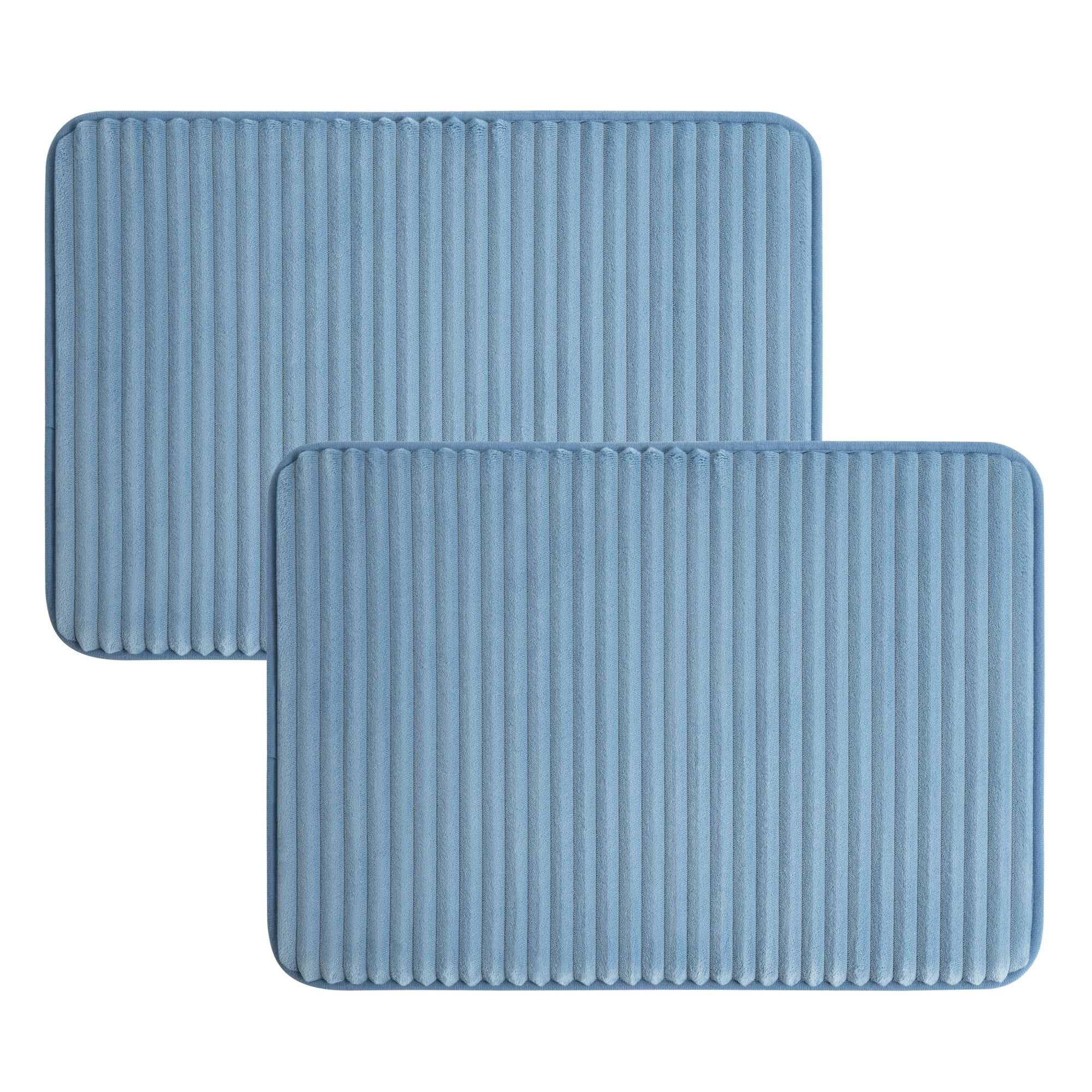 Mainstays Blue 2-Piece Performance Foam Bath Rug Set, 17 in x 24 in