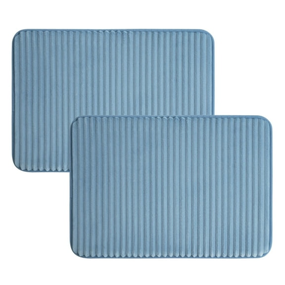 Mainstays Blue 2-Piece Performance Foam 17"x 24" Bath Rug Set